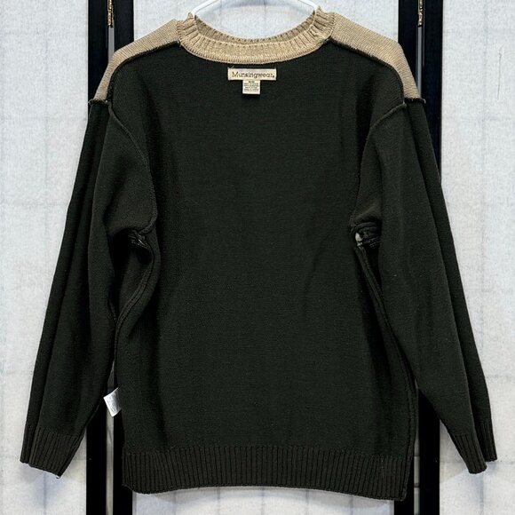 Munsingwear Color Block Crewneck Sweater Green Beige Design M Drop Long Sleeve - Picture 6 of 10